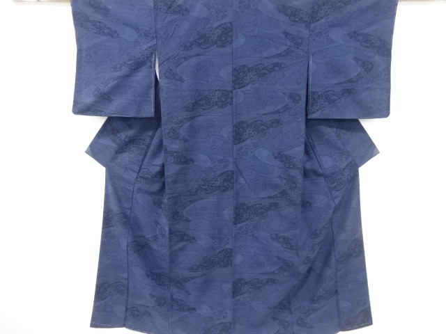 未使用品　草花模様手織り紬着物